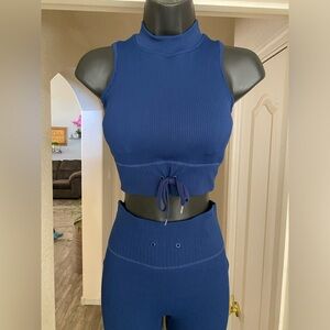 Cobalt Blue Activewear Set: Crop Top and Leggings